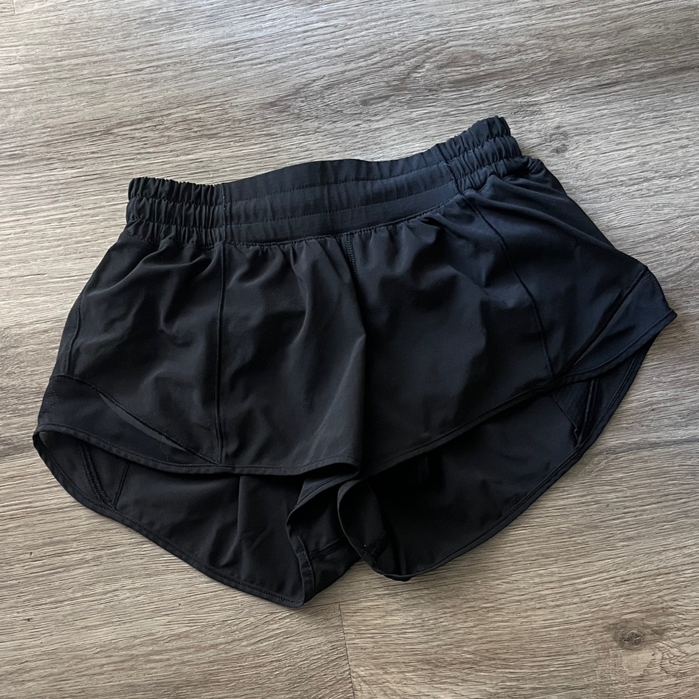 lululemon athletica Hotty Hot Black Lined Athletic Shorts